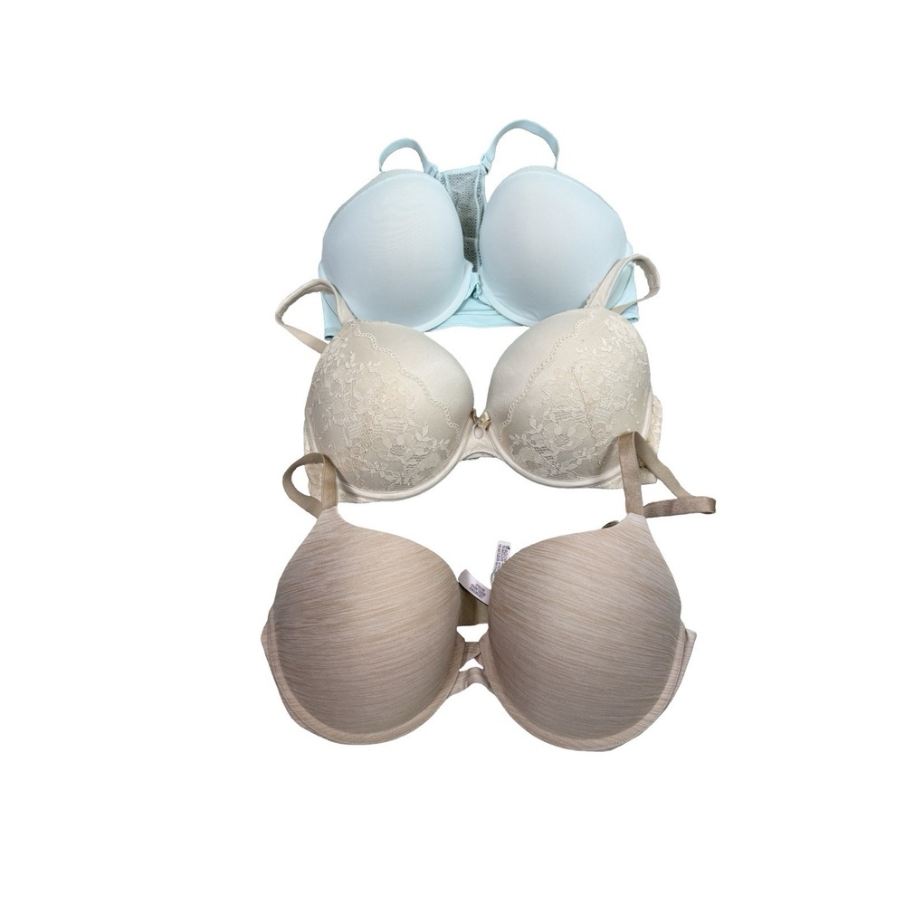 Victoria's Secret Bra Lot of 3 36DD Push Up Full Coverage Nude Blue Bundle - Picture 3 of 10